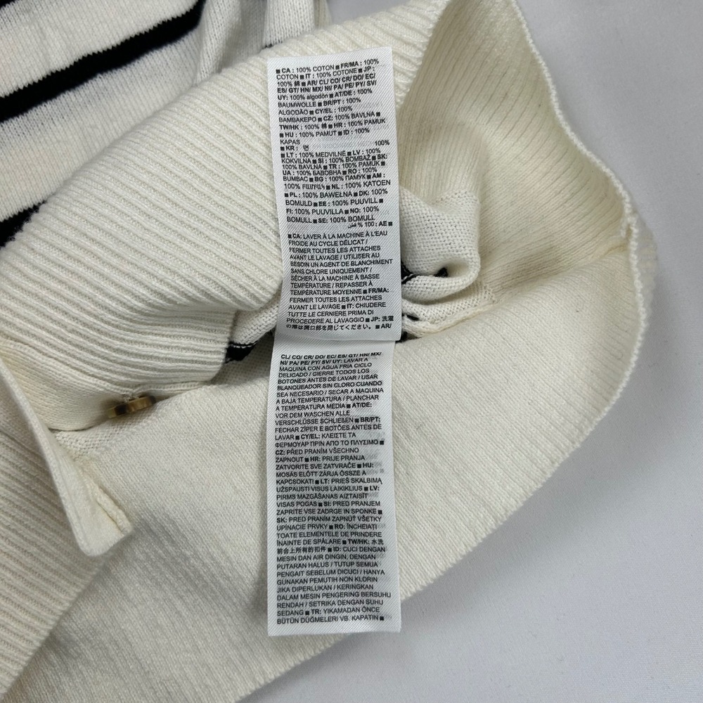 Gap Womens XS Crewneck Cardigan Sweater White Navy Blue Striped Cotton - Picture 8 of 10